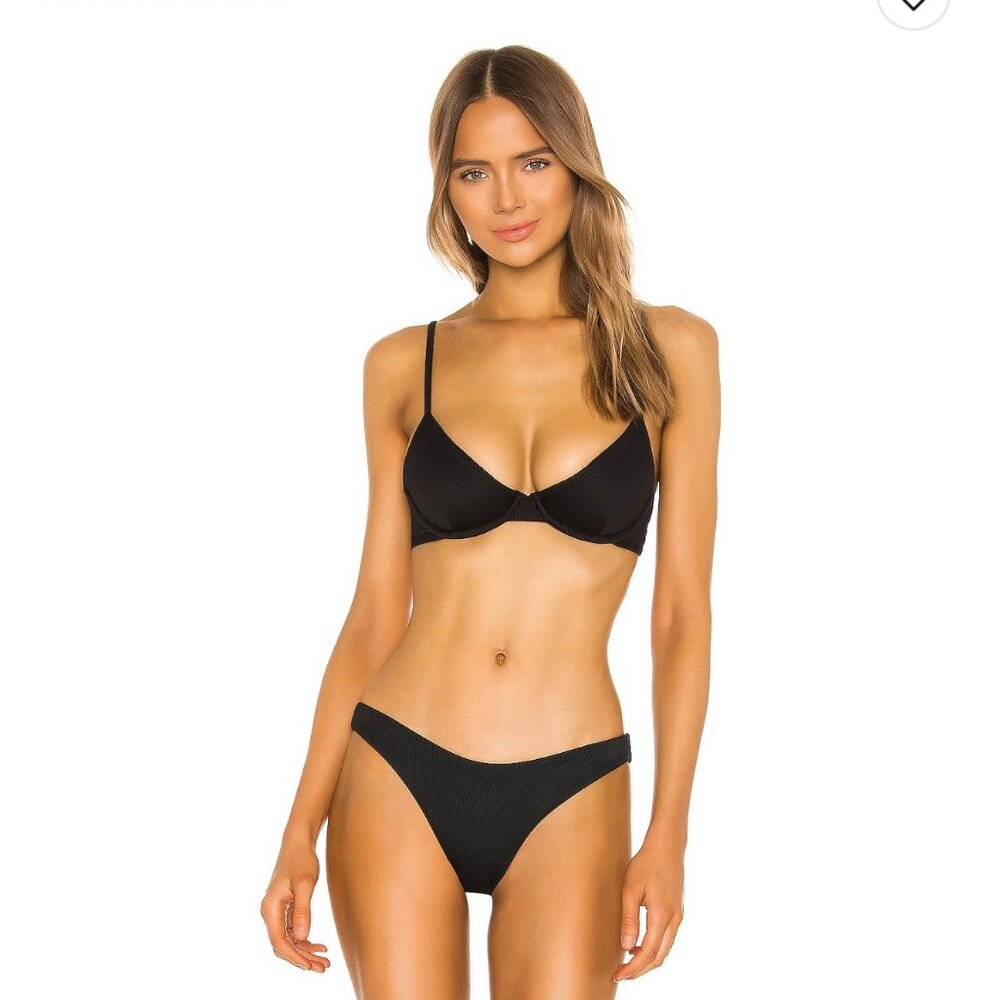 Beach Riot Black Ribbed Underwire Bikini
